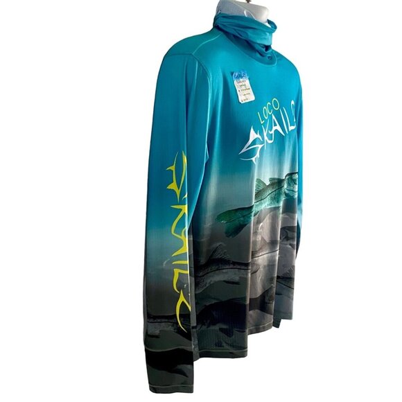 Loco Skailz Gaiter Neck Long Sleeve Graphic Performance Top Men's Medium NEW - Picture 3 of 11